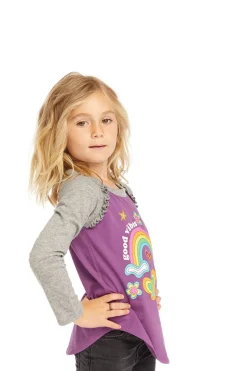 Women/Kids Chaser Brand Good Vibes Rainbow Baseball Tee