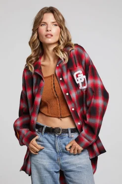 Women Chaser Brand Grateful Dead Dancing Bear Button Down Flannel
