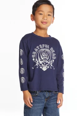 Women/Kids/BOY Chaser Brand Grateful Dead Multi Steal Your Face Boys Long Sleeve Crew Neck Tee