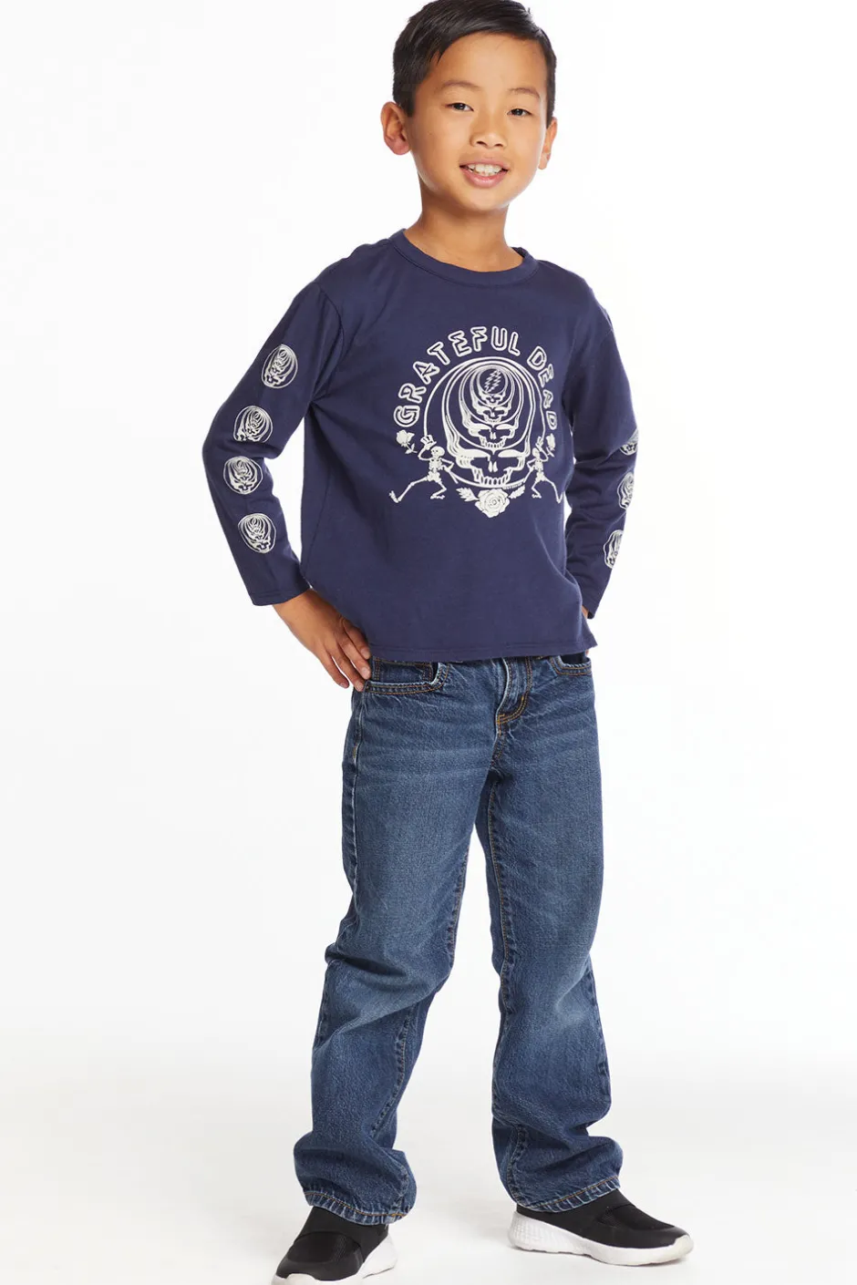Women/Kids/BOY Chaser Brand Grateful Dead Multi Steal Your Face Boys Long Sleeve Crew Neck Tee