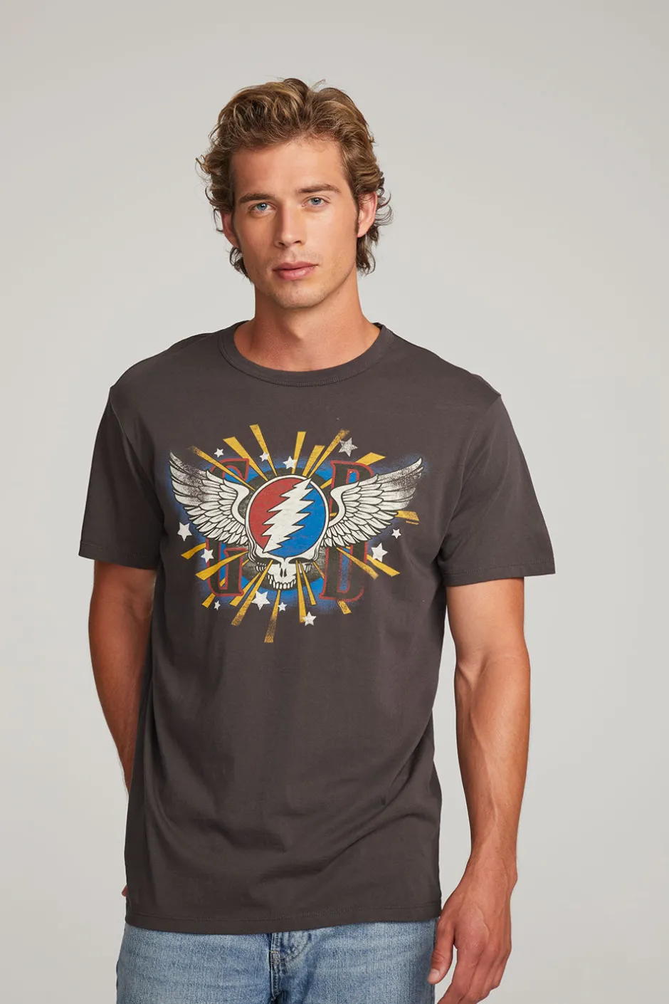 Women Chaser Brand Grateful Dead Skull & Wings Mens Tee