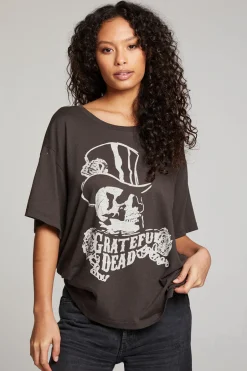 Women Chaser Brand Grateful Dead Top Hat Skull Tee