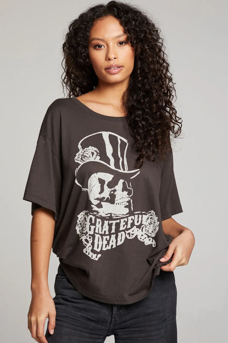Women Chaser Brand Grateful Dead Top Hat Skull Tee