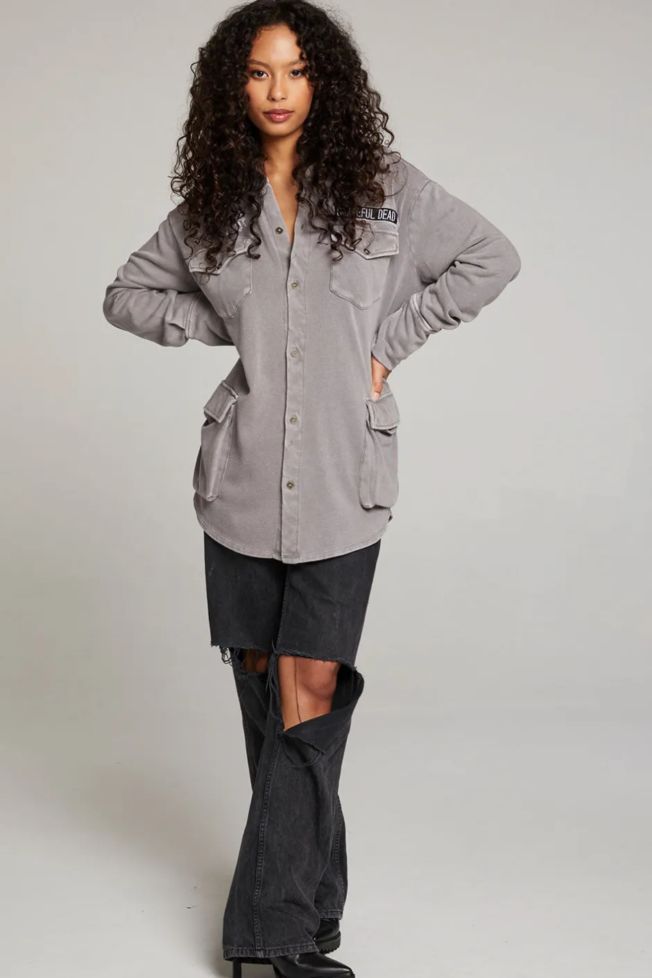 Women Chaser Brand Grateful Dead Tour Shirt Long Sleeve Button Down