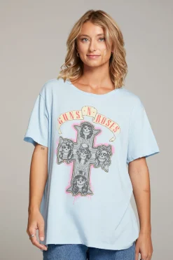 Women Chaser Brand Guns N' Roses Skull Cross Tee