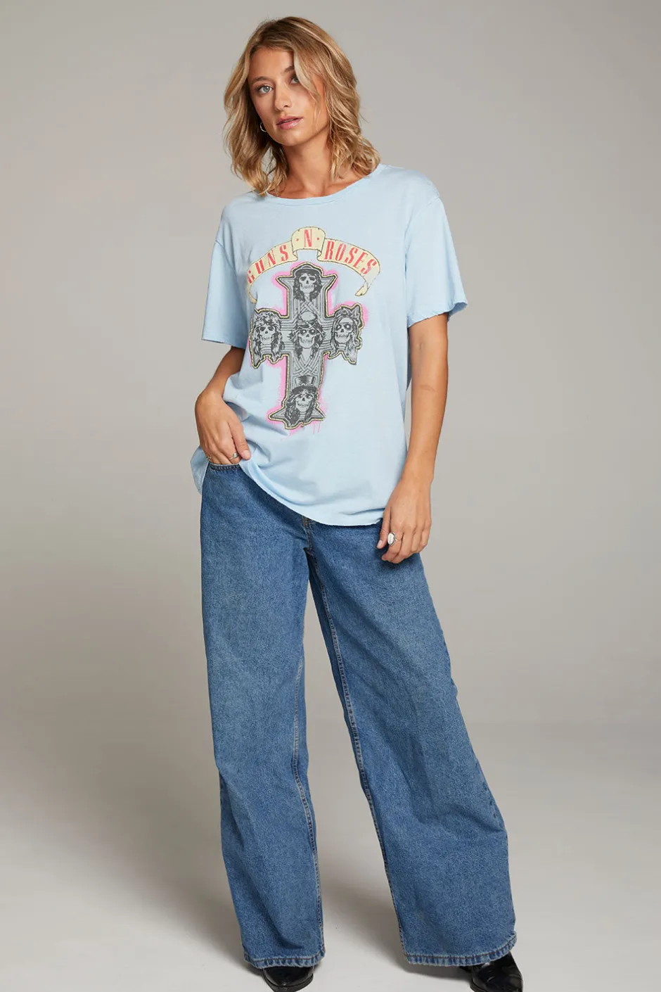 Women Chaser Brand Guns N' Roses Skull Cross Tee