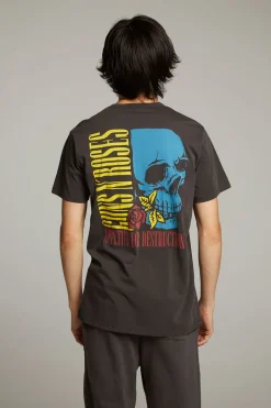 Women Chaser Brand Guns N' Roses Skull Rose Crew Neck Tee