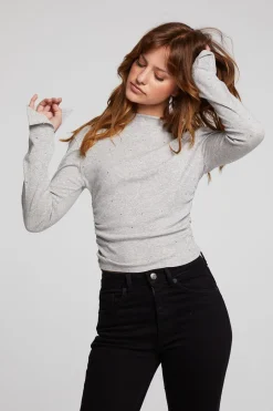 Women Chaser Brand Hailey Heather Grey Long Sleeve