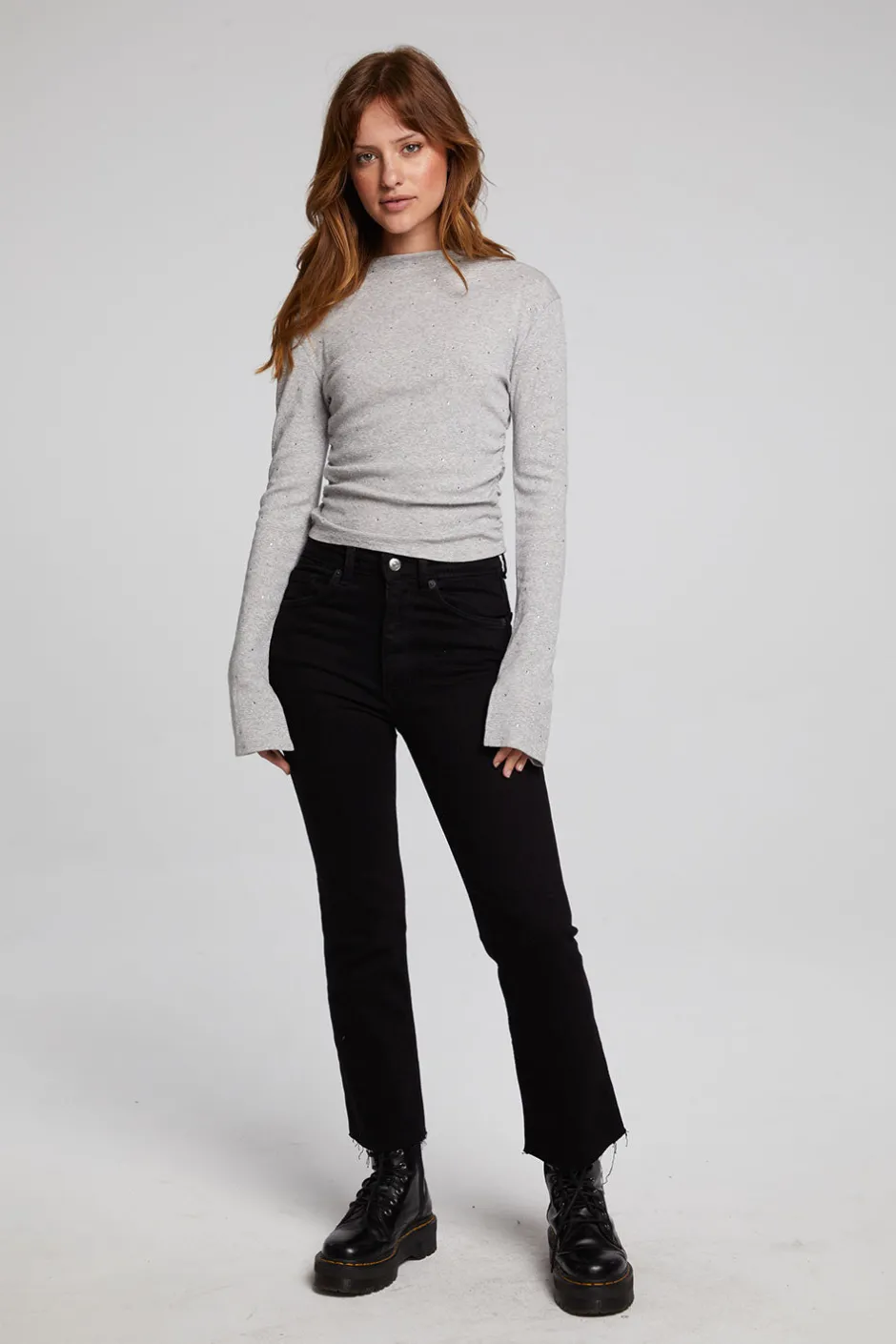 Women Chaser Brand Hailey Heather Grey Long Sleeve