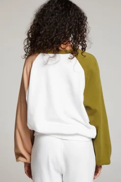 Women Chaser Brand Hannah Sand Color Block V Neck Pullover