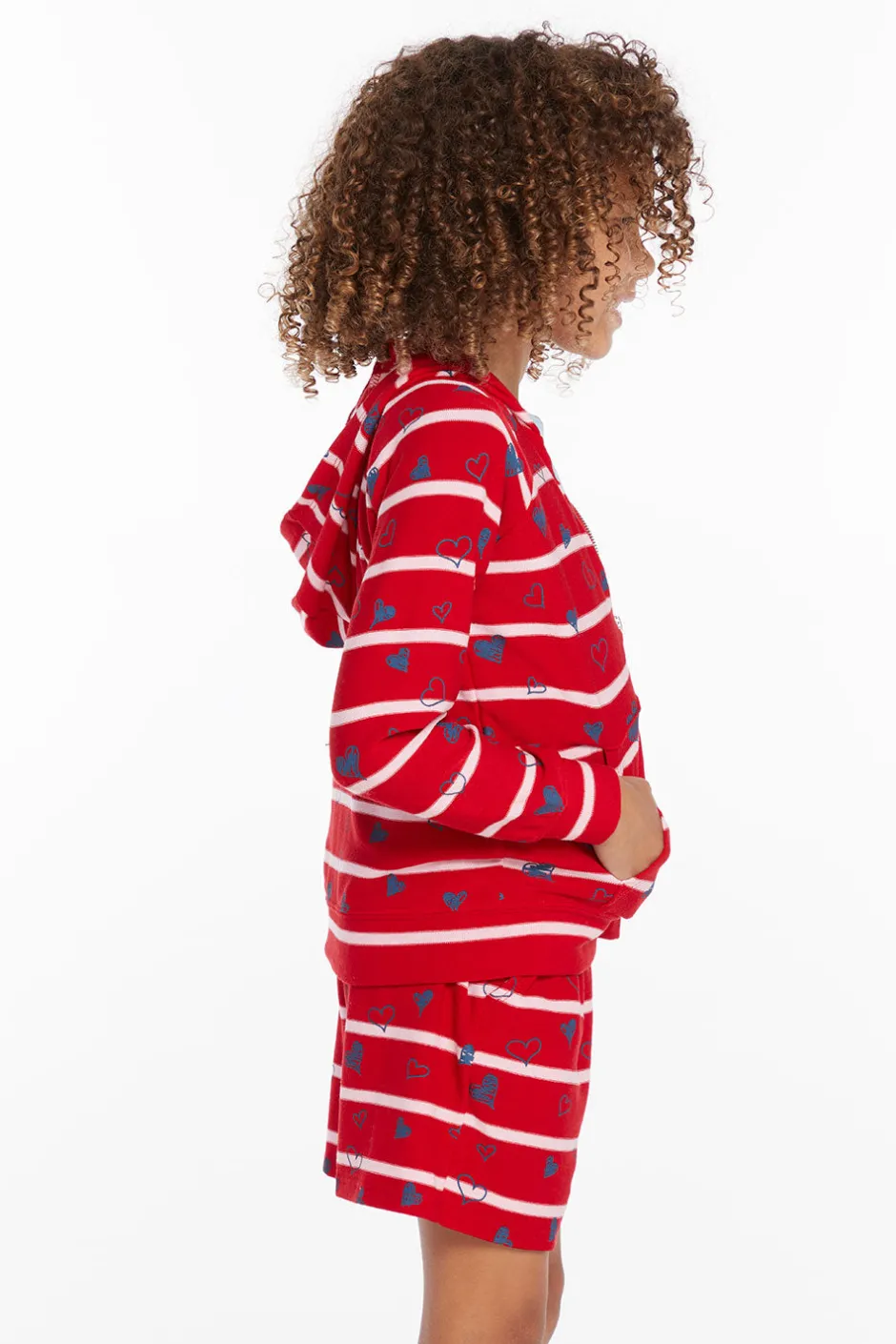 Kids Chaser Brand Heart Stripe Girls Zip-up Hoodie