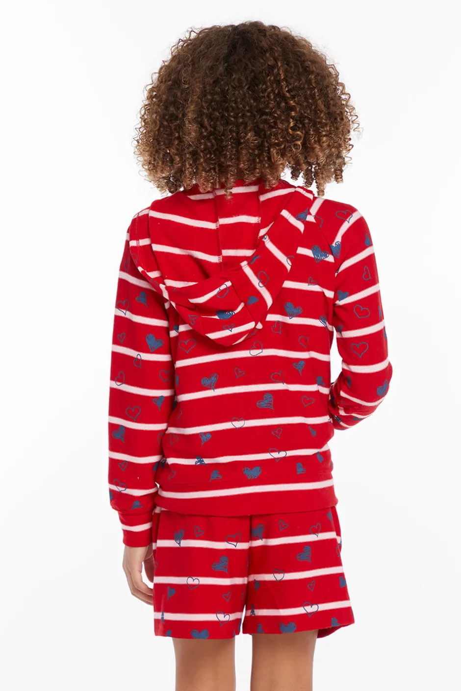 Kids Chaser Brand Heart Stripe Girls Zip-up Hoodie