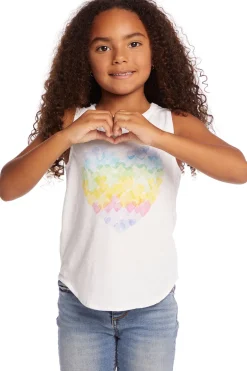 Kids Chaser Brand Hearts Shirt Girls Vintage Jersey Shirttail Muscle
