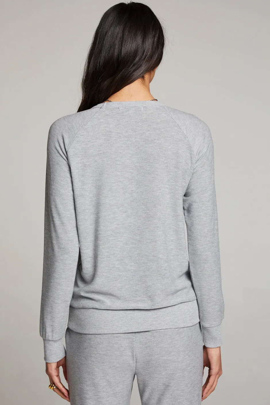 Women Chaser Brand Heather Grey Long Sleeve Raglan Pullover