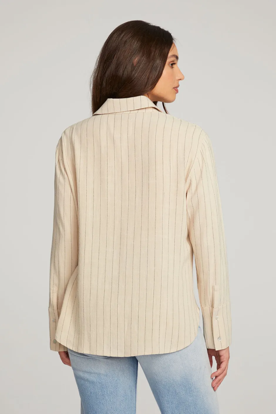 Women Chaser Brand Helena White Pinstripe Button Down