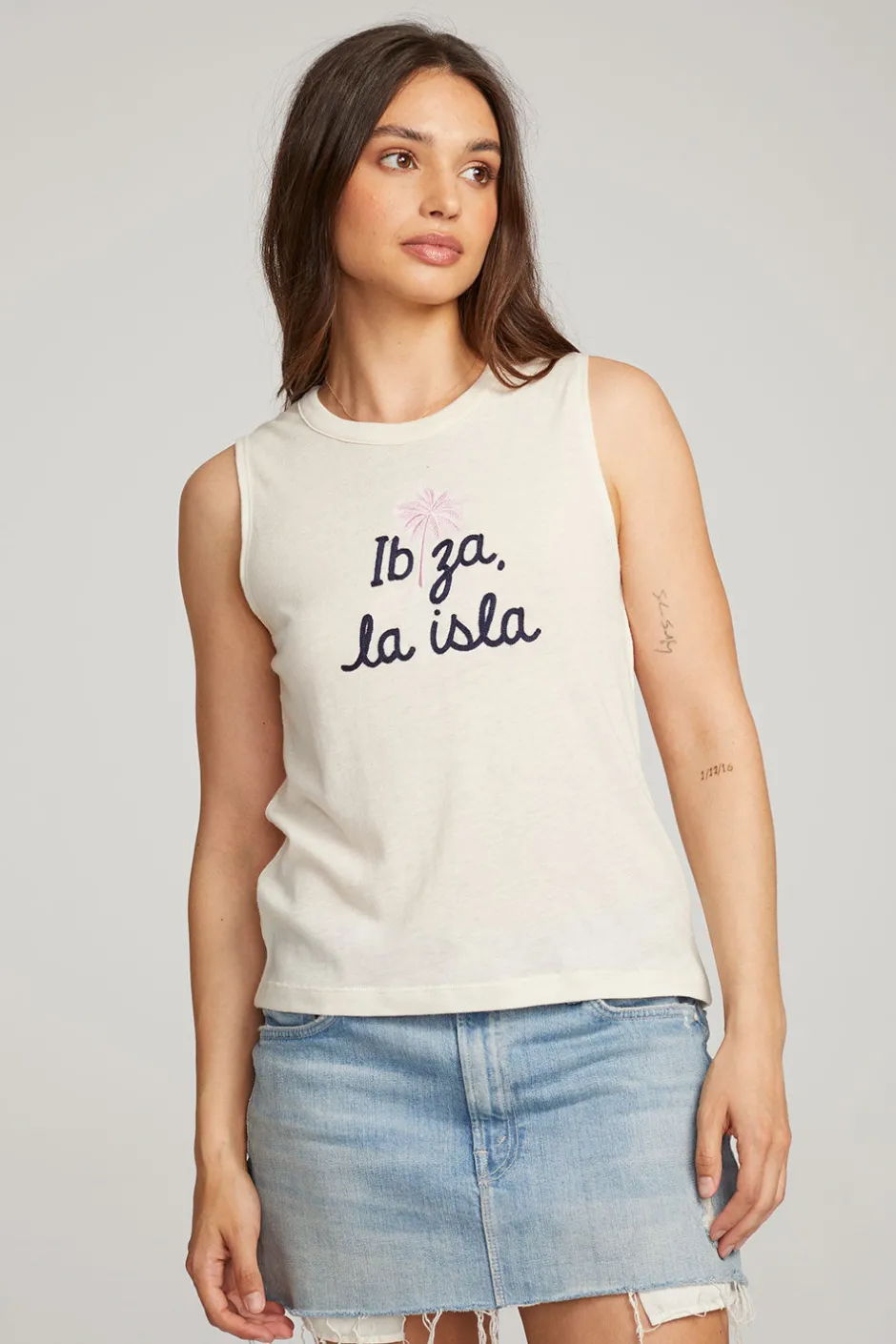 Women Chaser Brand Ibiza Palm Muscle Tee