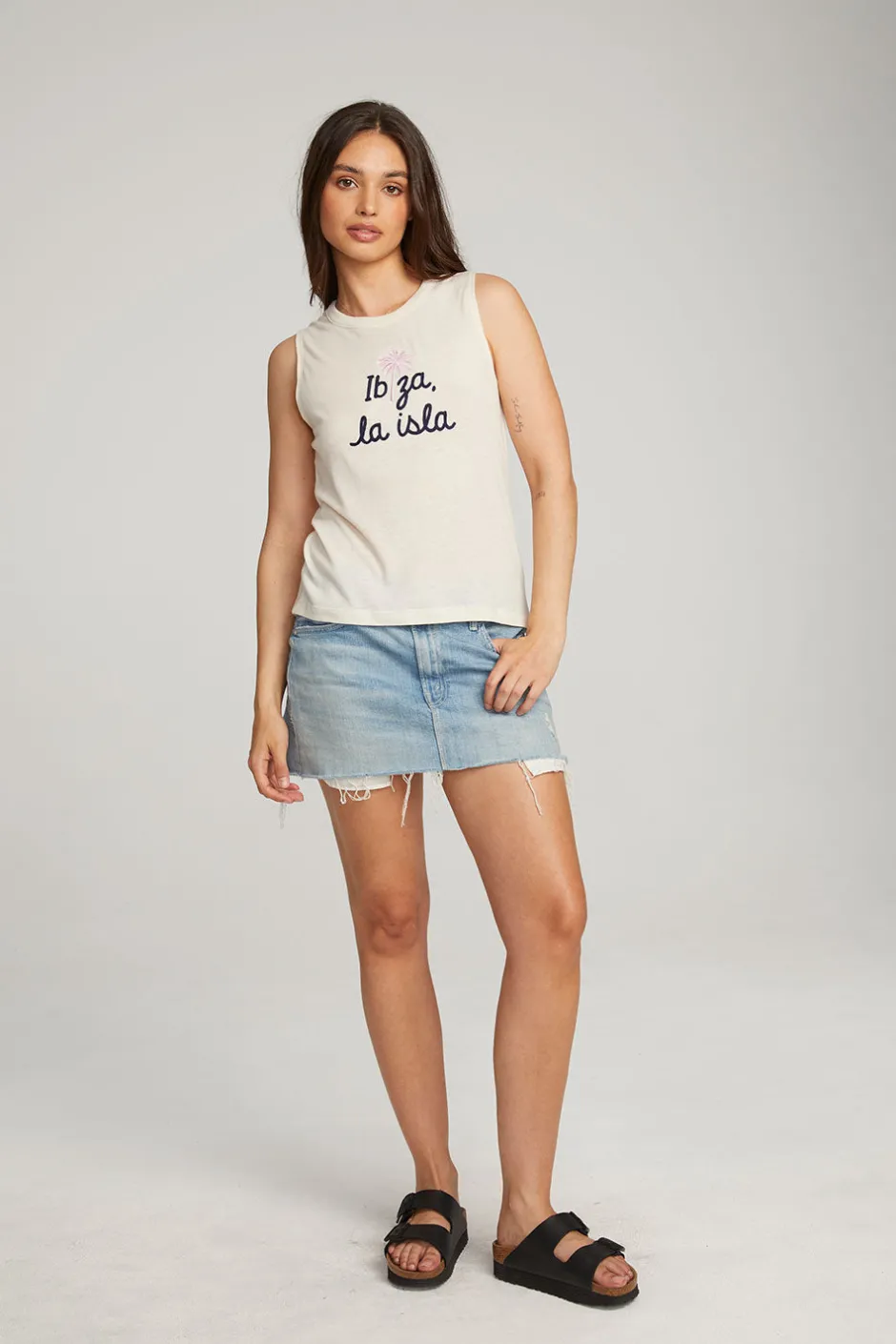 Women Chaser Brand Ibiza Palm Muscle Tee