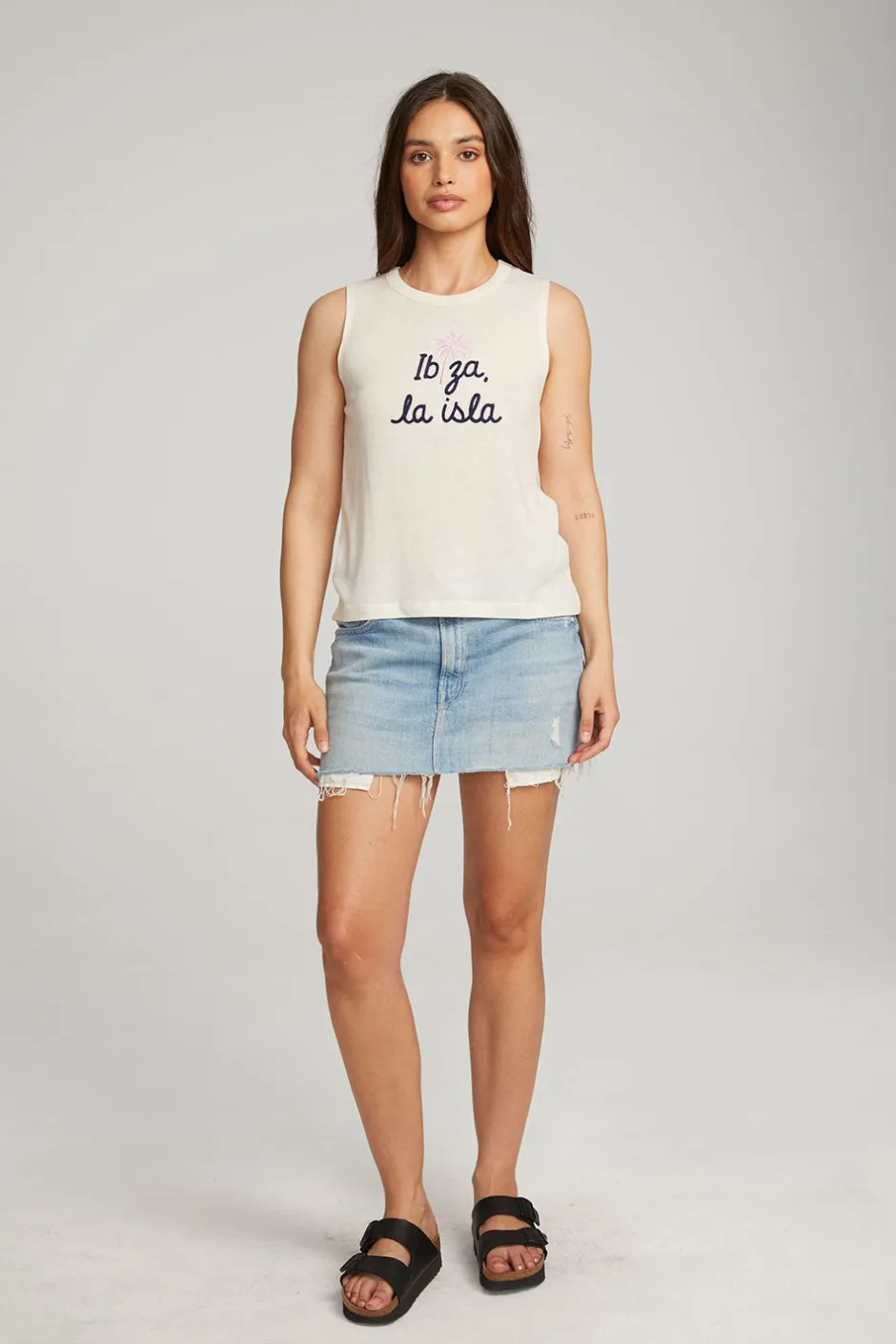 Women Chaser Brand Ibiza Palm Muscle Tee