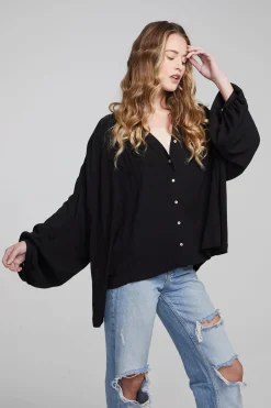 Women Chaser Brand Idol Shadow Black Blouse