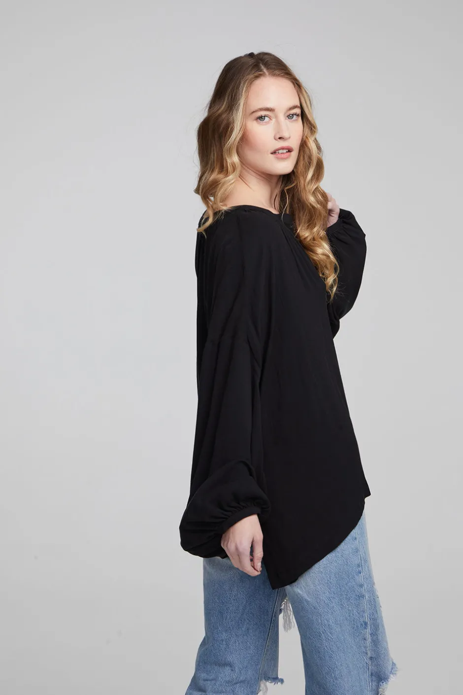 Women Chaser Brand Idol Shadow Black Blouse