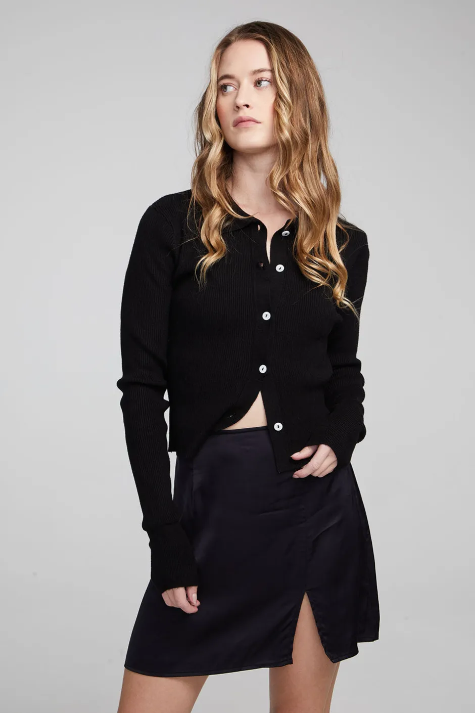 Women Chaser Brand Jayla Shadow Black Cardigan