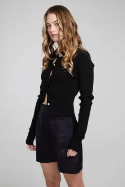 Women Chaser Brand Jayla Shadow Black Cardigan
