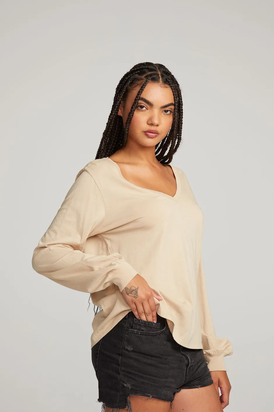 Women Chaser Brand Kara Cappuccino Long Sleeve
