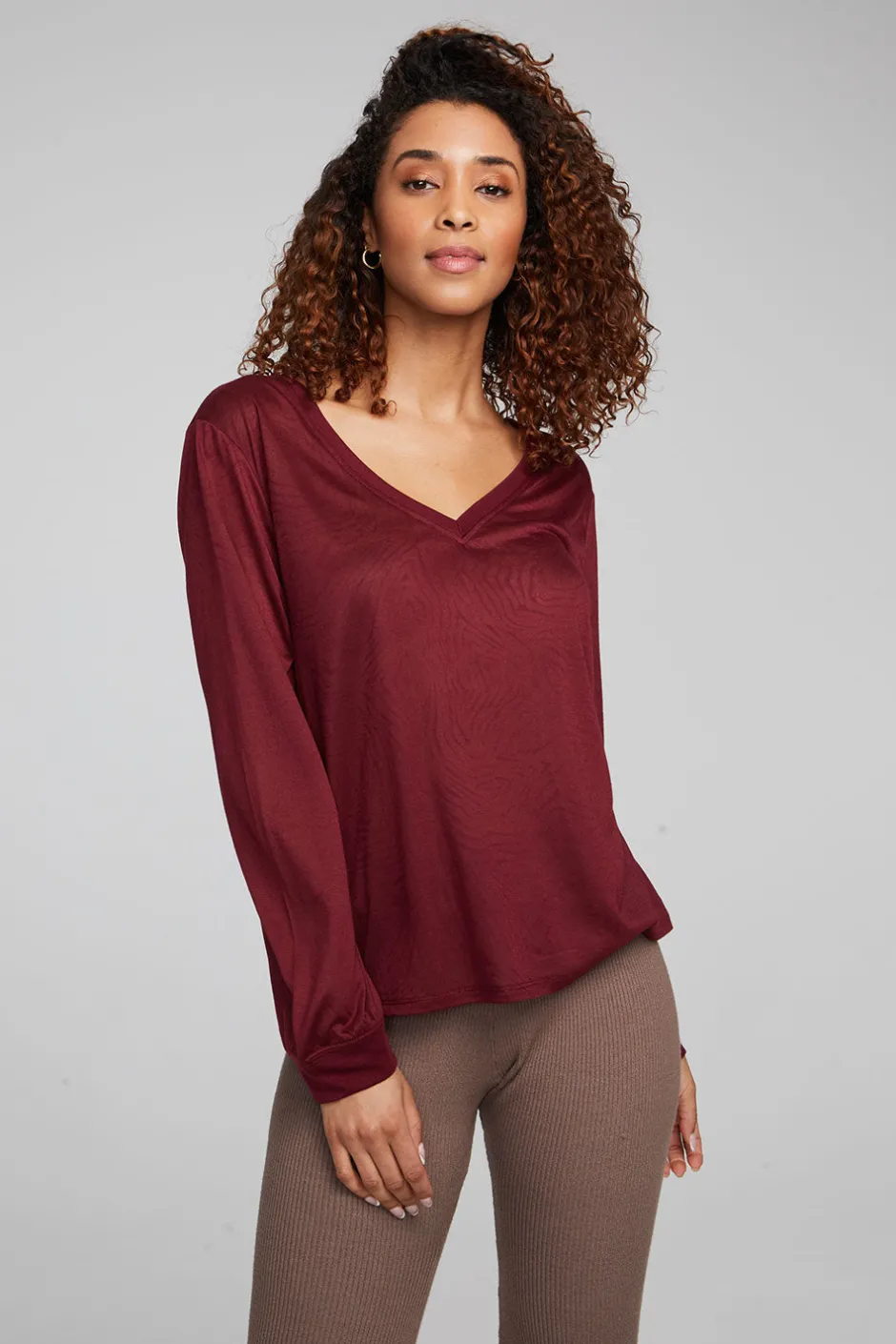 Women Chaser Brand Kara Wine Red Long Sleeve