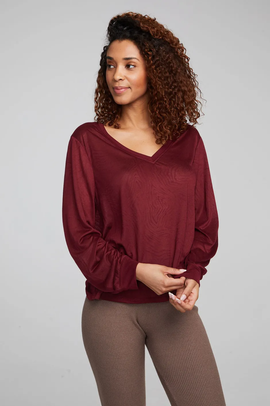 Women Chaser Brand Kara Wine Red Long Sleeve