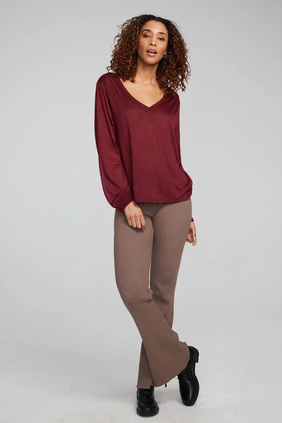 Women Chaser Brand Kara Wine Red Long Sleeve
