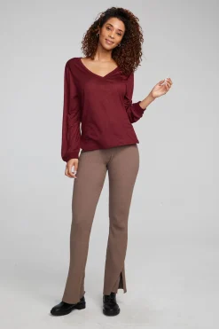 Women Chaser Brand Kara Wine Red Long Sleeve