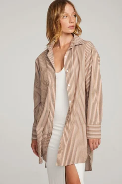 Women Chaser Brand Kerstin Whiskey Stripe Button Down