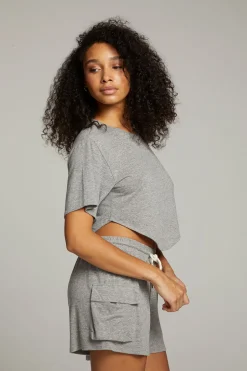 Women Chaser Brand Kylie Streaky Grey Tee