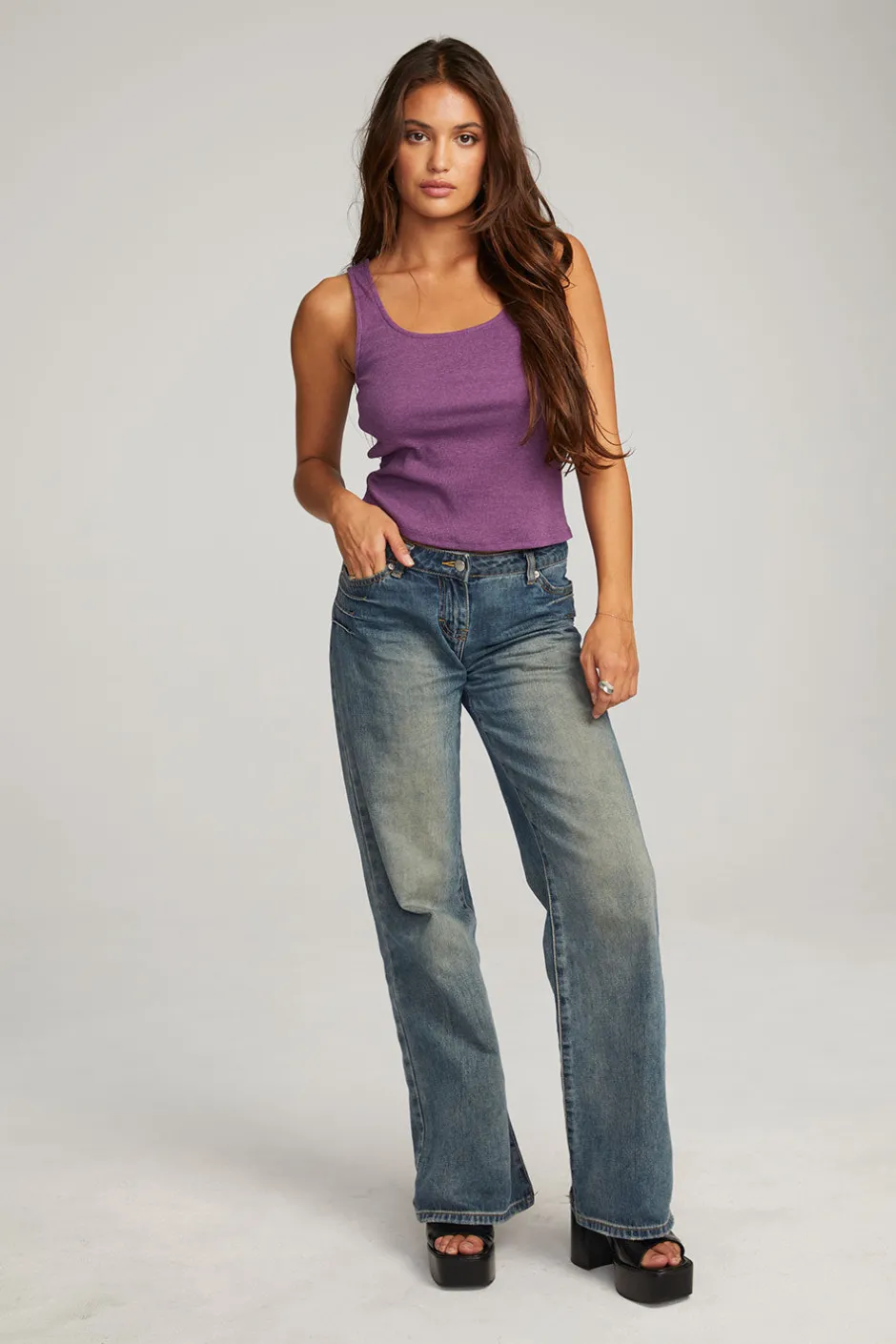 Women Chaser Brand Lander Eggplant Tank