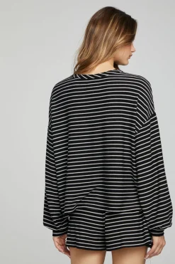 Women Chaser Brand Lesh Long Sleeve - Black And White Stripe