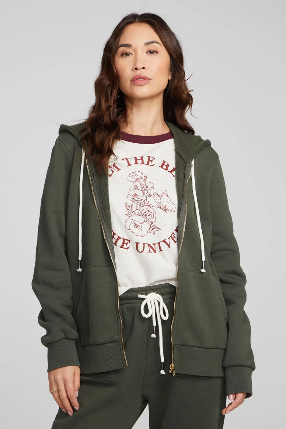 Women Chaser Brand Lex Forest Night Zip Up Hoodie
