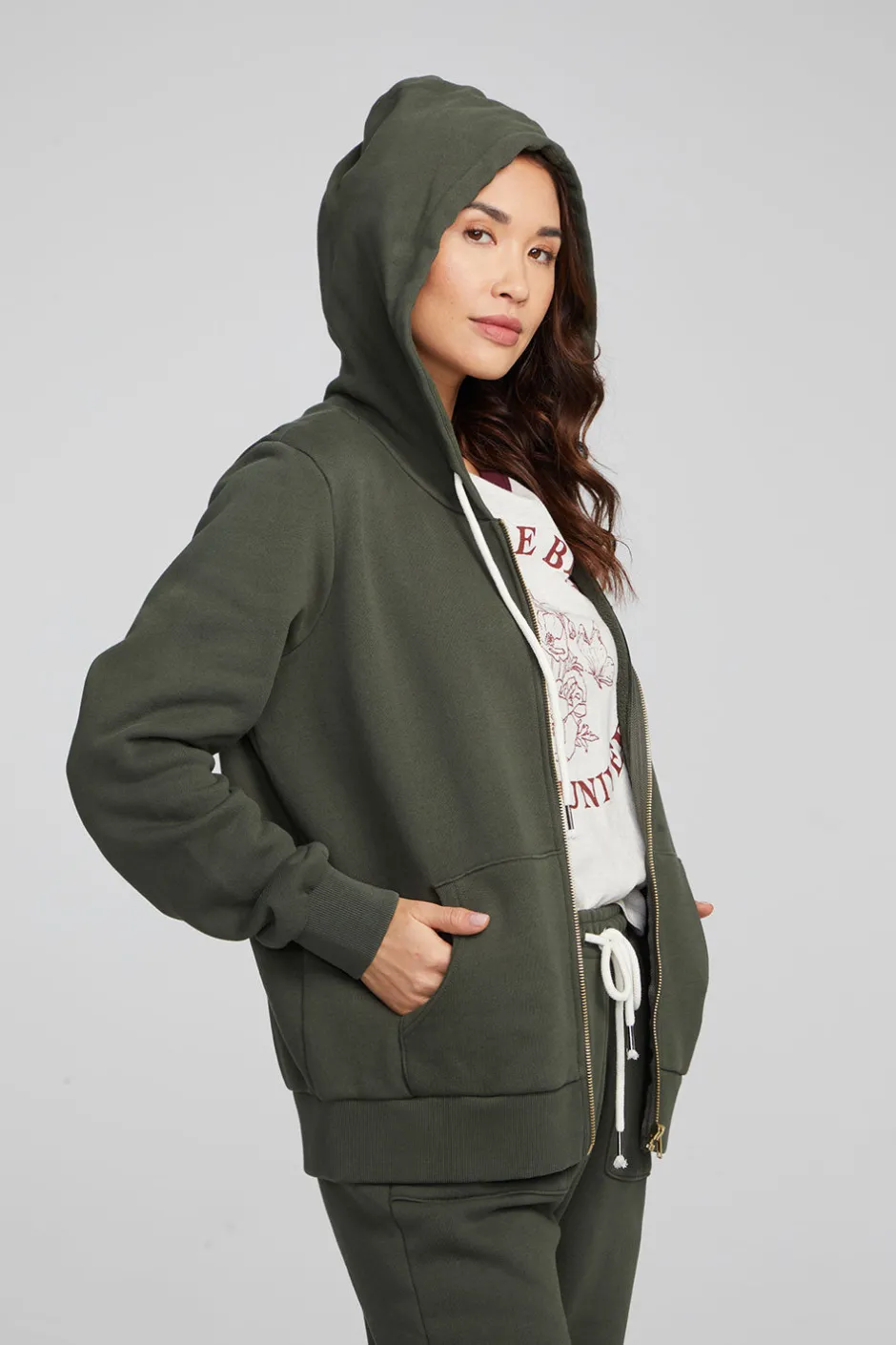 Women Chaser Brand Lex Forest Night Zip Up Hoodie