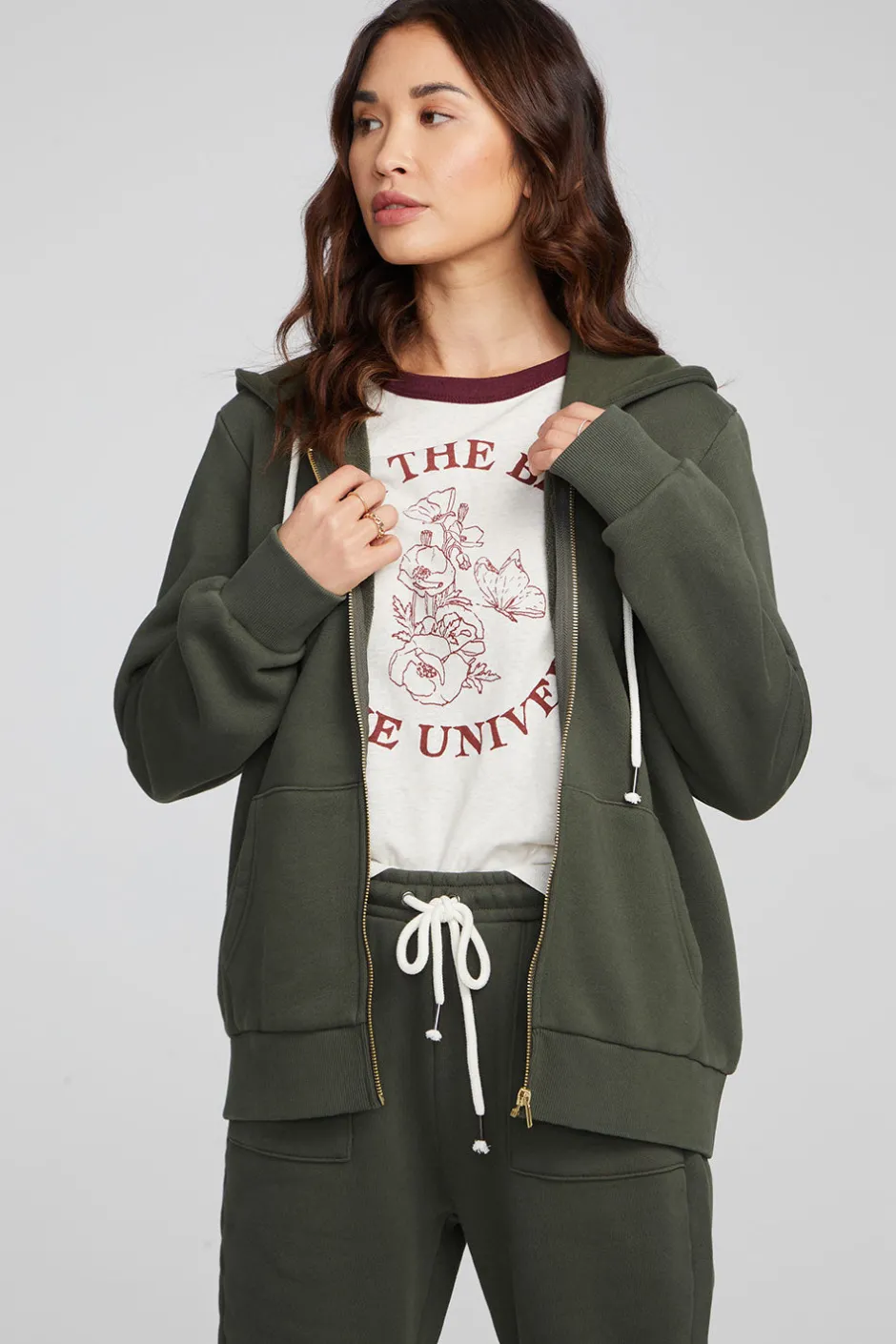 Women Chaser Brand Lex Forest Night Zip Up Hoodie