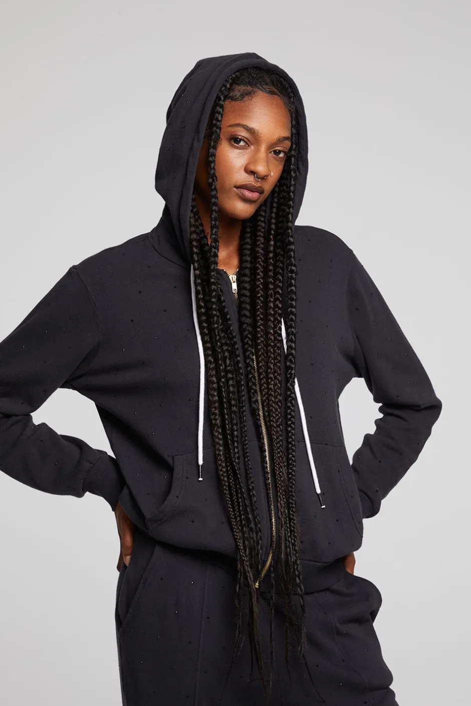 Women Chaser Brand Lex Licorice Zip Up Hoodie