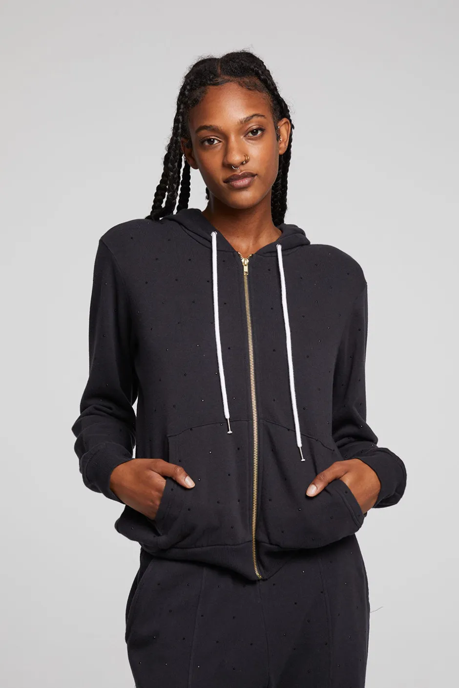 Women Chaser Brand Lex Licorice Zip Up Hoodie