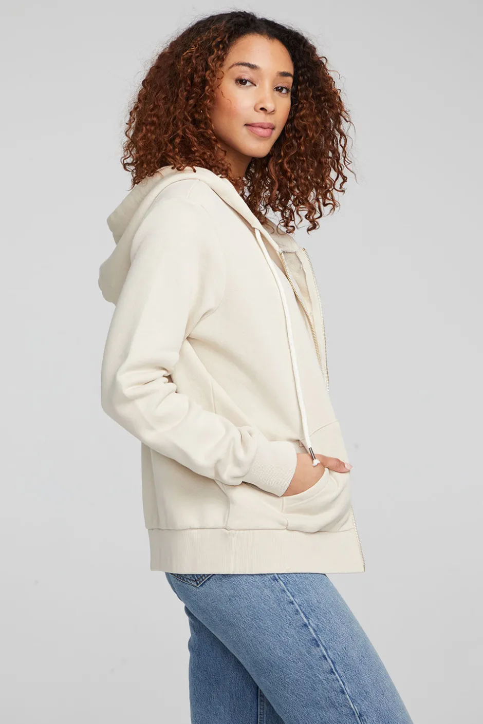 Women Chaser Brand Lex Oatmeal Zip Up Hoodie