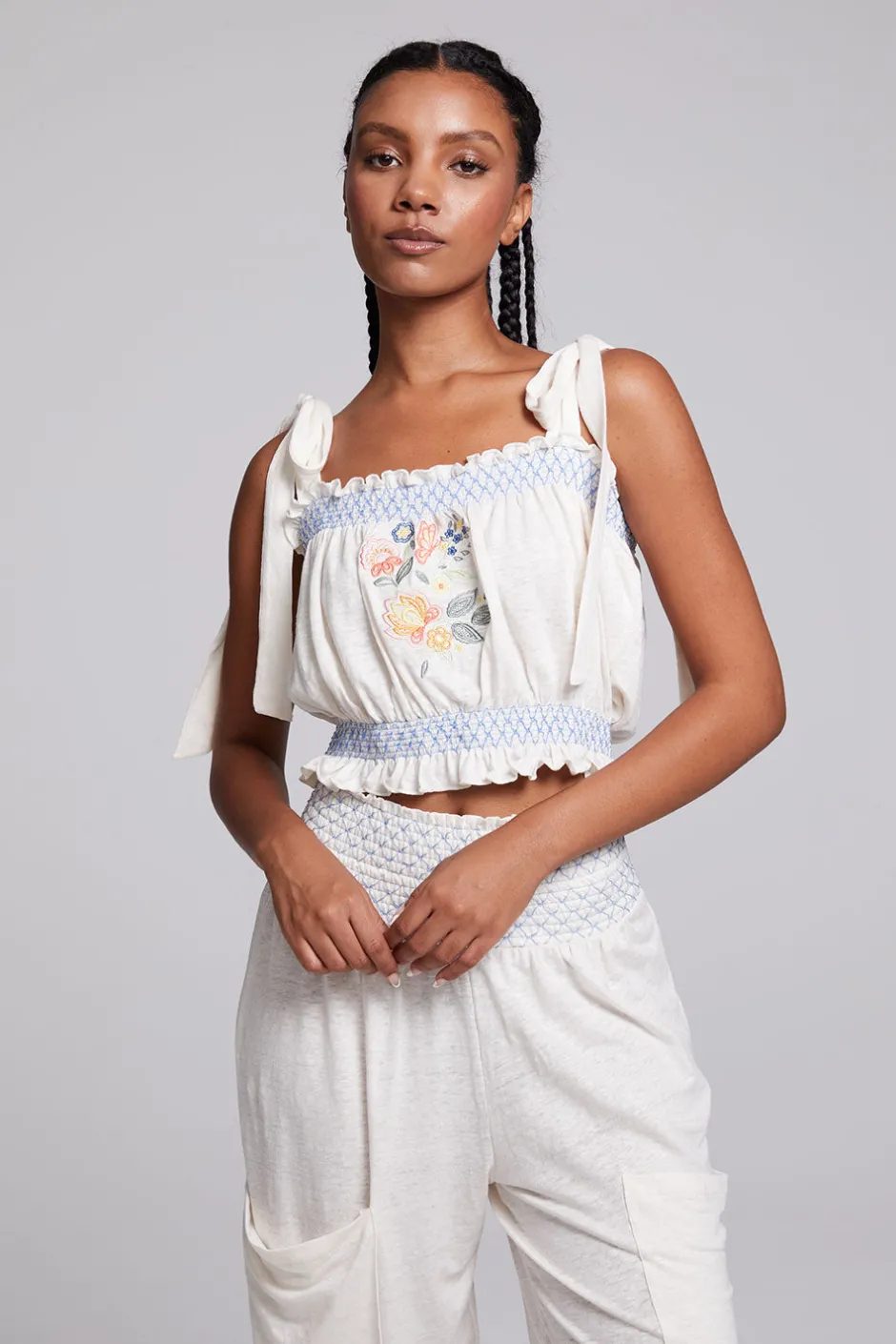 Women Chaser Brand Lirhetta Floral Bouquet Embroidery Crop Top