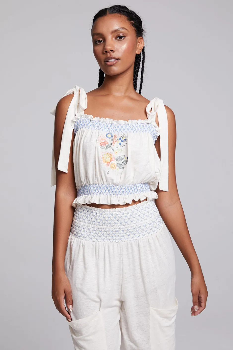 Women Chaser Brand Lirhetta Floral Bouquet Embroidery Crop Top