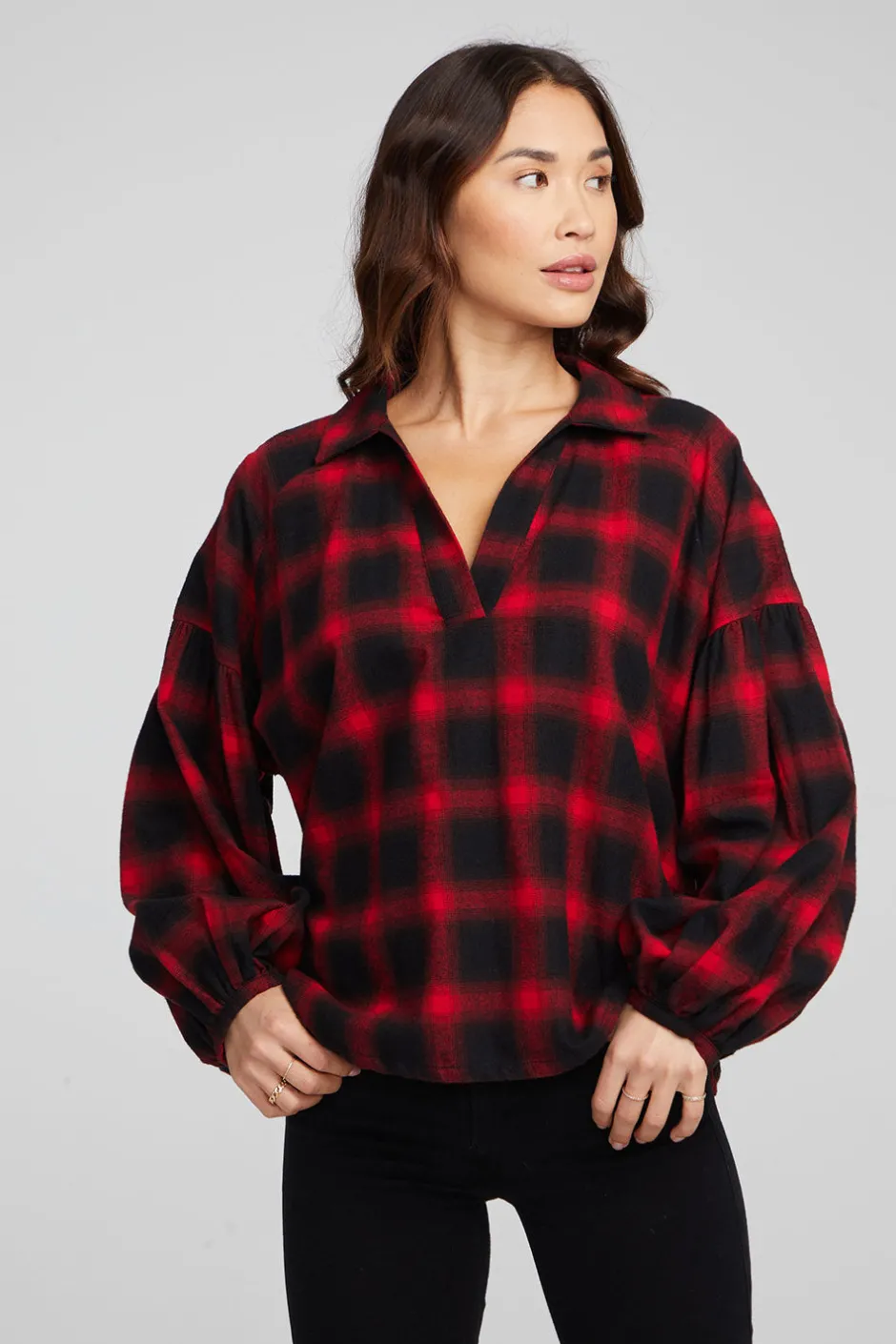 Women Chaser Brand Lola Sunset Plaid Blouse