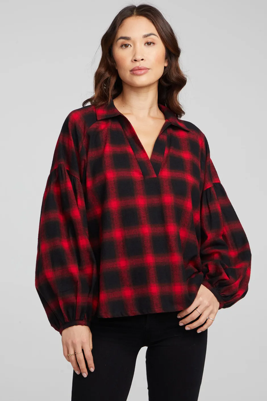 Women Chaser Brand Lola Sunset Plaid Blouse