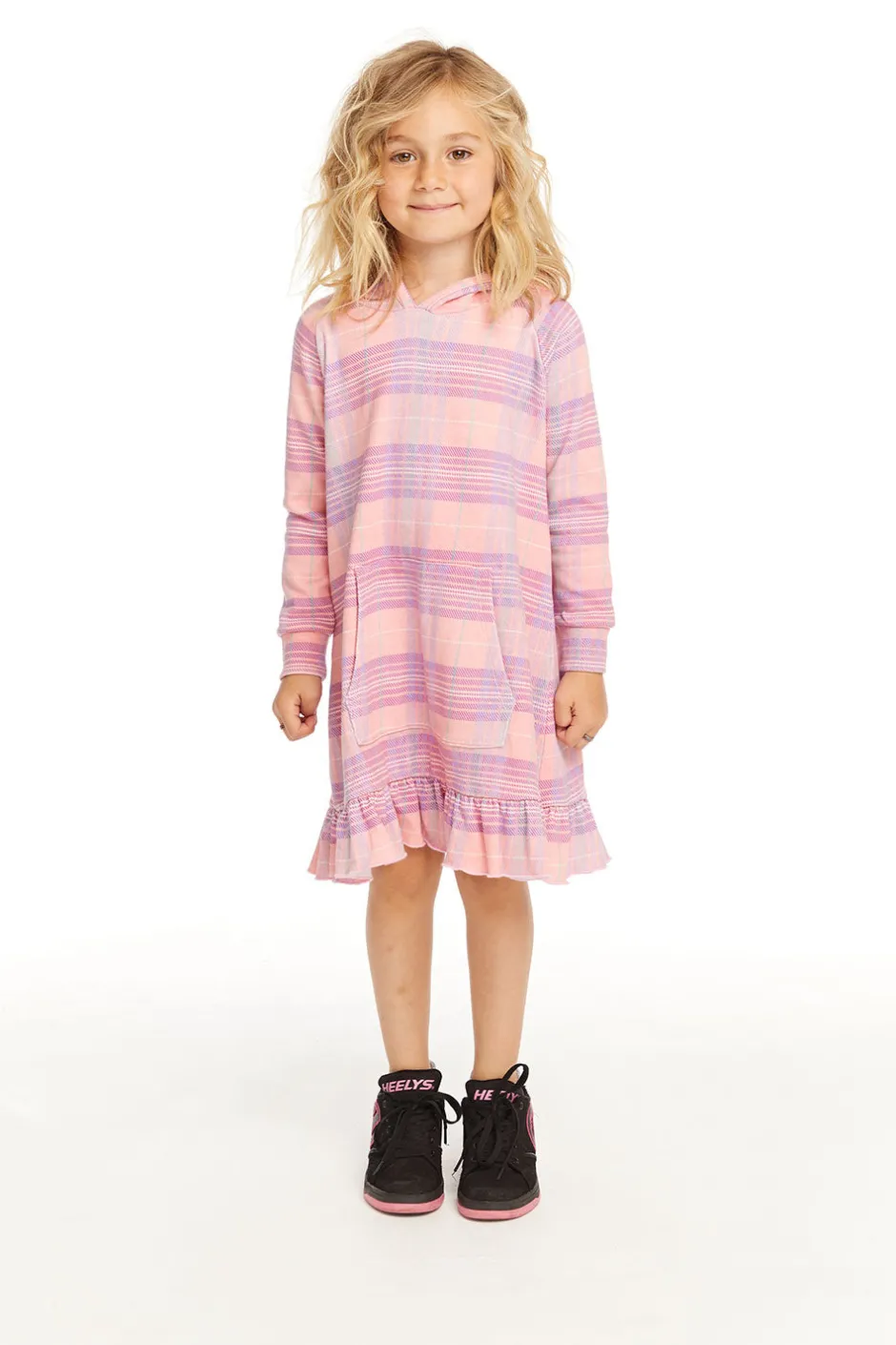 Kids Chaser Brand Long Sleeve Cotton Candy Plaid Dress