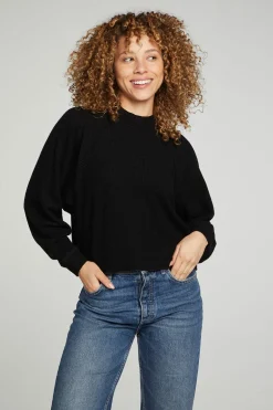 Women Chaser Brand Long Sleeve Cropped Mock Neck Raglan Tee