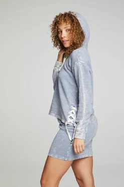 Women Chaser Brand Long Sleeve Hoodie With Lace Up Sides