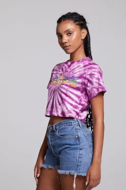 Women Chaser Brand Love Sun Crop Crew Neck Tee