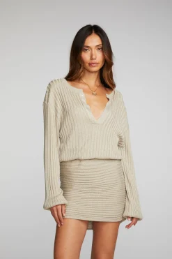 Women Chaser Brand Lurex Rib Knit Mini Dress With Shirring